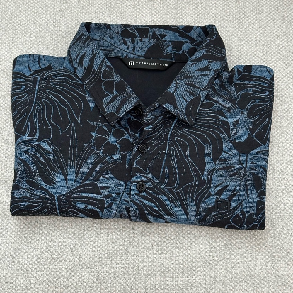 Travis Mathew Black and Blue Polo Shirt